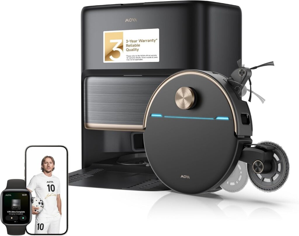 MOVA V70 Ultra Complete robot vacuum and mop with its self-emptying base station